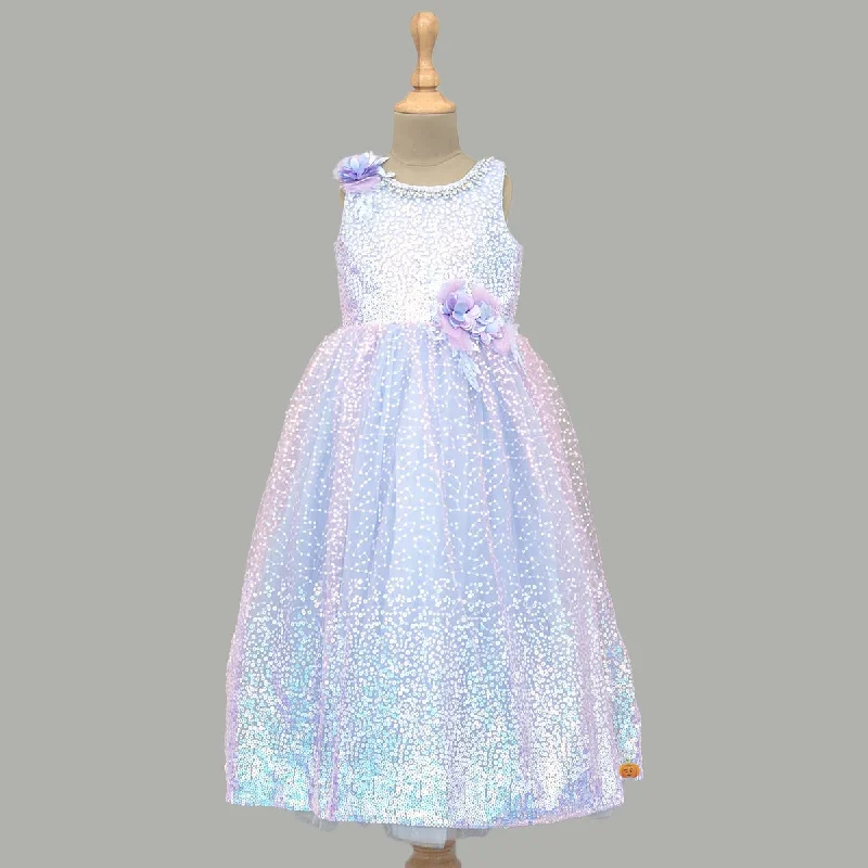 Blue Sequin Girls Gown