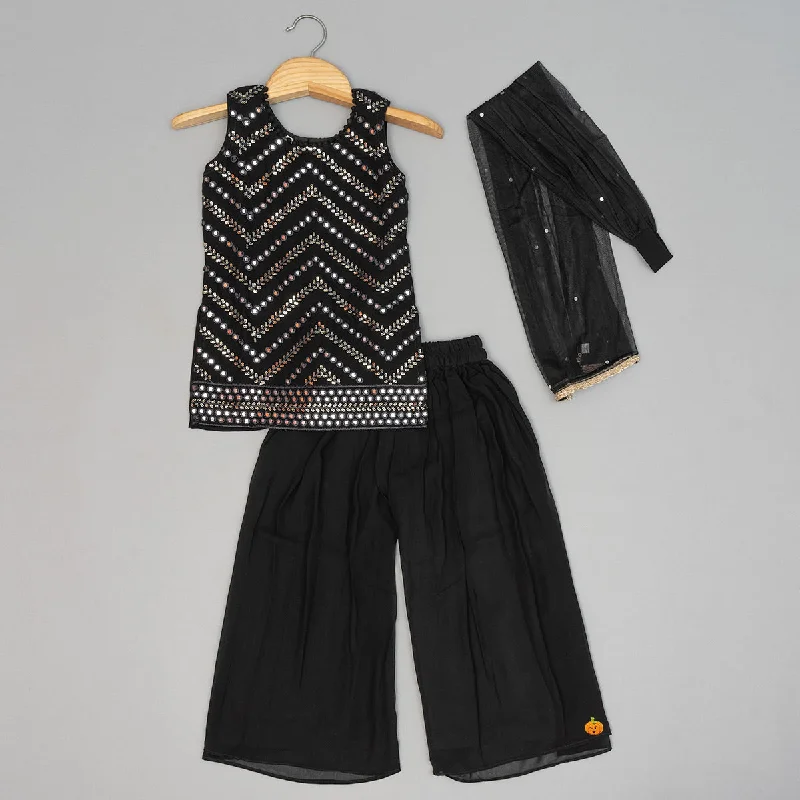 Black Mirror Work Kurta with Girls Palazzo Suit