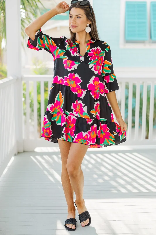 Feeling Like Love Black Floral Dress