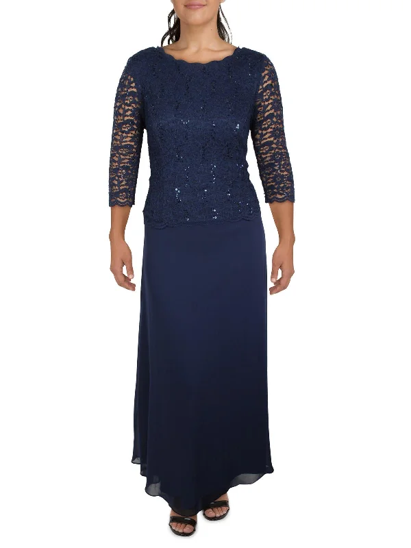 Womens Lace Popover Evening Dress