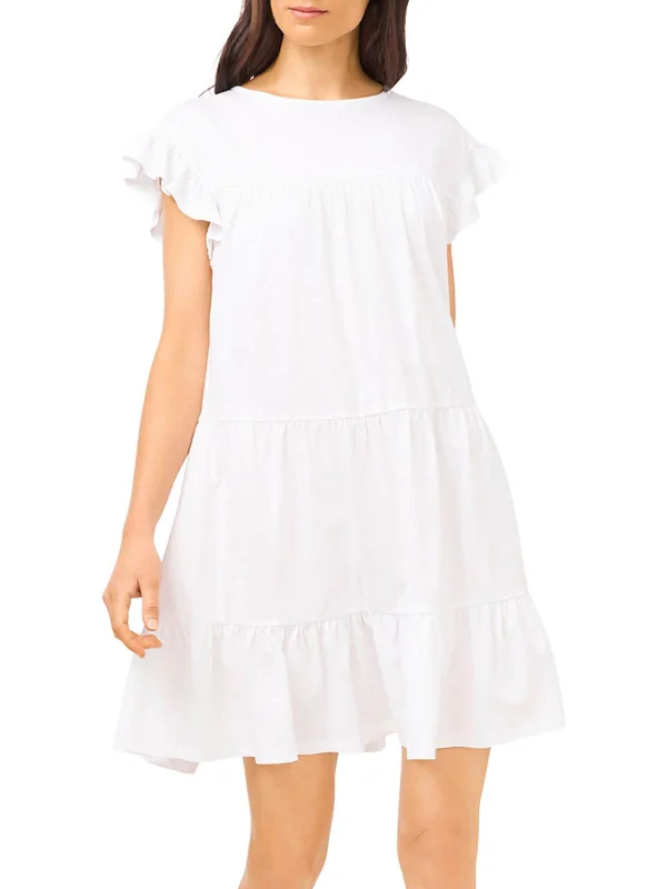 Womens Tiered Ruffled Shift Dress