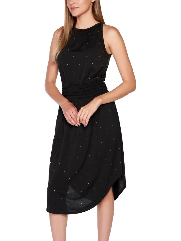 Womens Embellished Midi Halter Dress