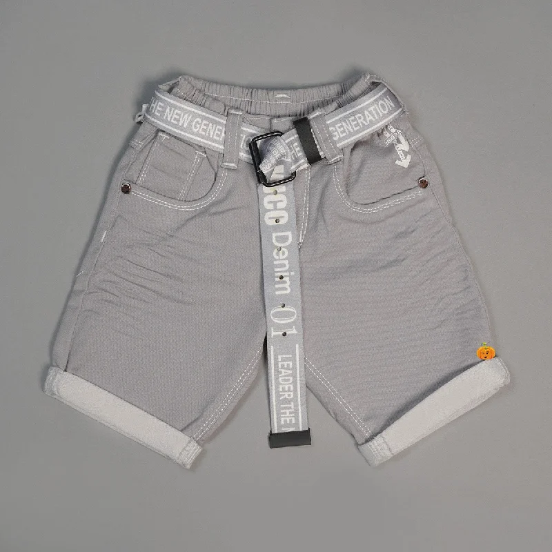 Solid Shorts for Boys With Elegant Belt