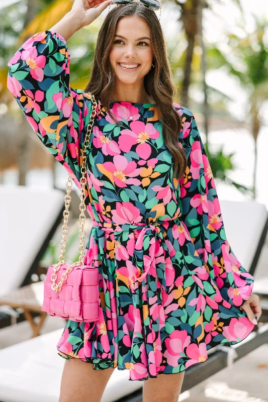 Stay Close Black Floral Dress