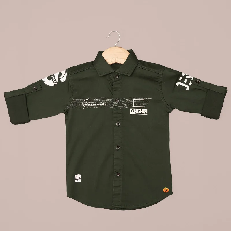 Dark Green Full Sleeves Shirt for Boys