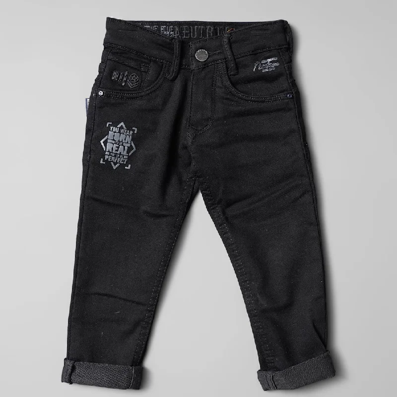 Black Solid Jeans for Boys