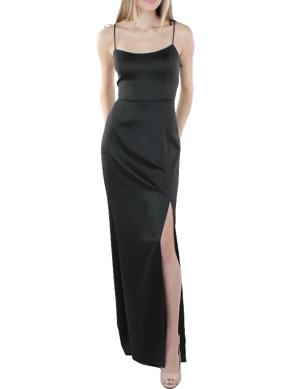 Womens Satin Maxi Evening Dress