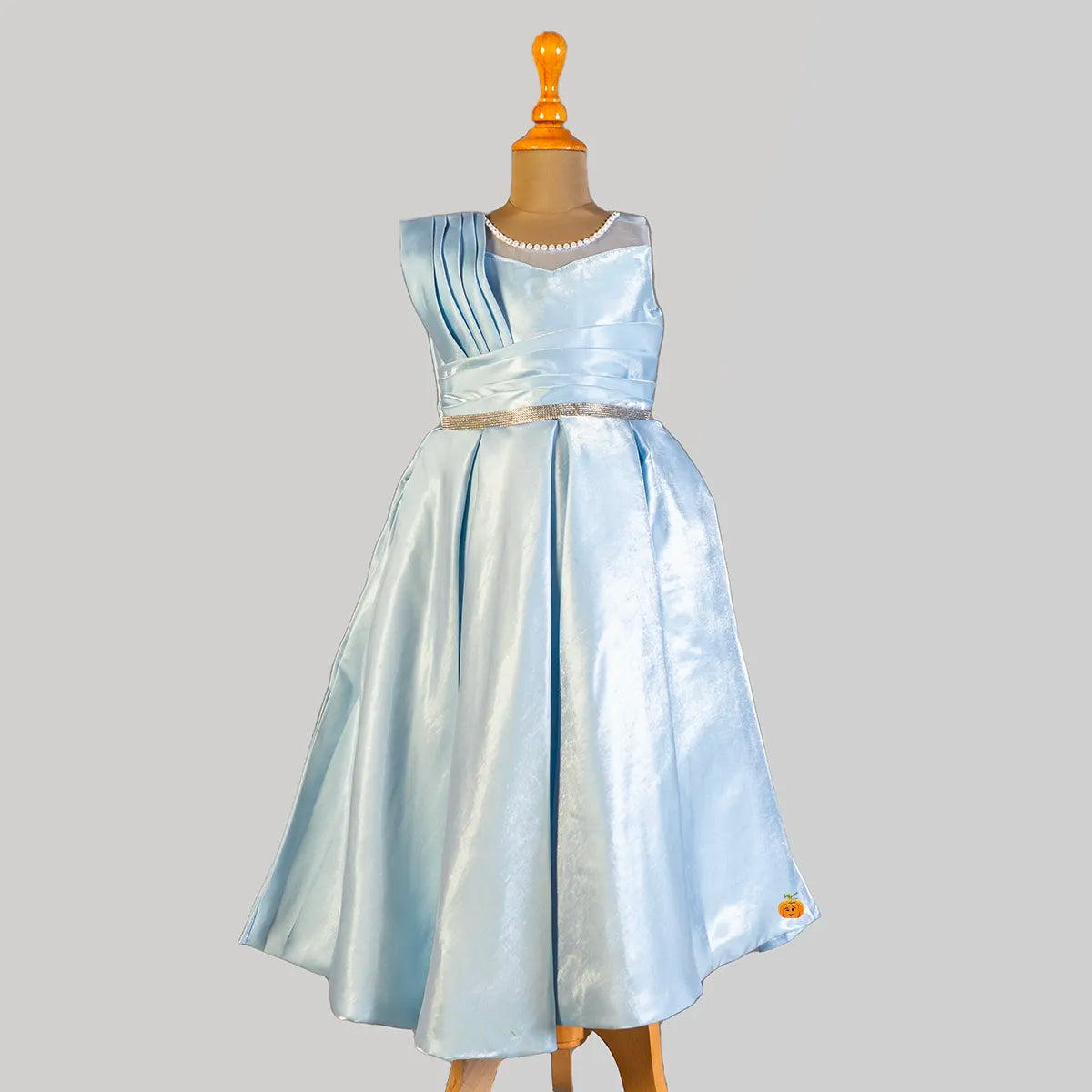 Sky Blue Shiny Girls Gown