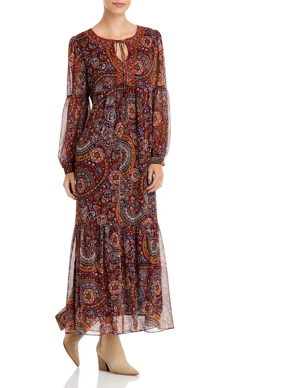 Delta Womens Printed Long Sleeves Maxi Dress