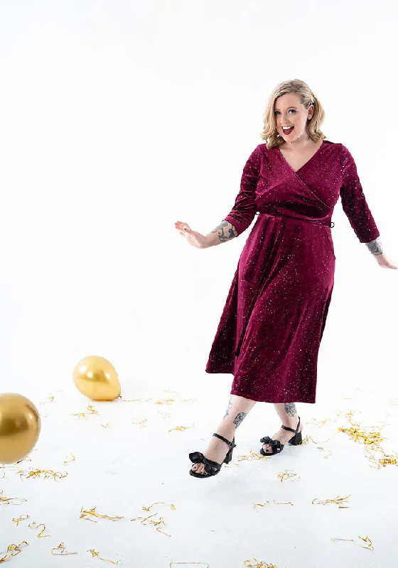 Ziya Wine Sparkle Midi Dress