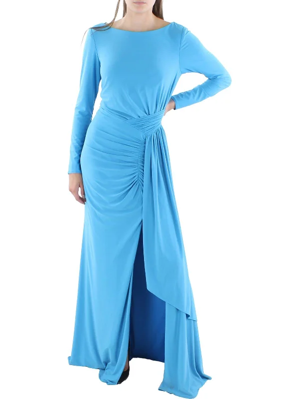 Womens Boatneck Maxi Evening Dress