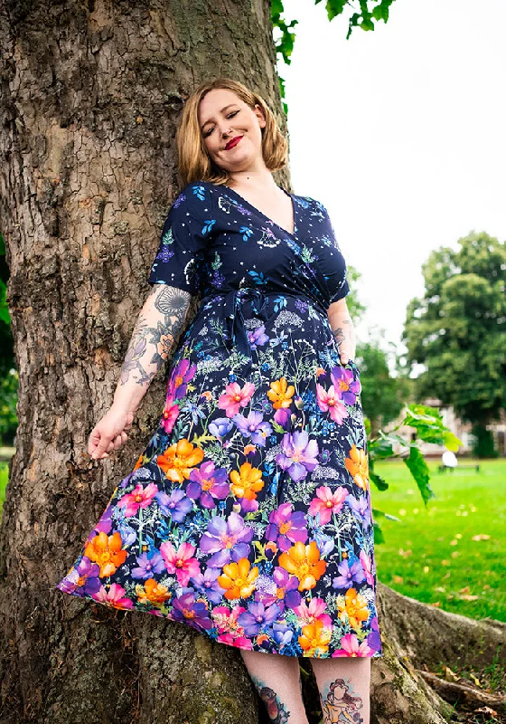 Libelle Border Floral & Dragonfly Print Midi Dress