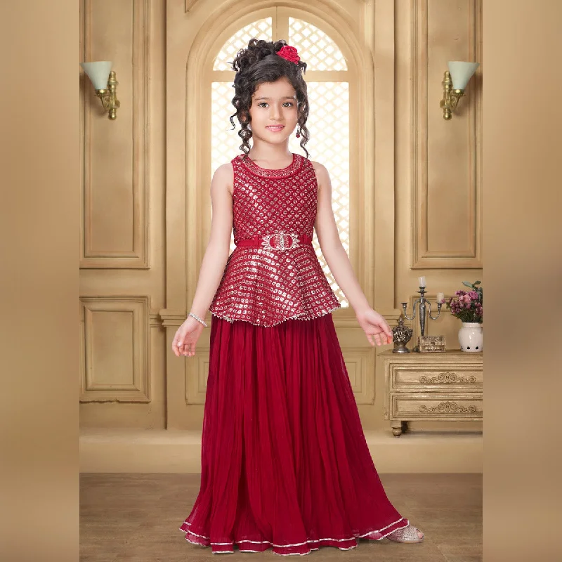 Rani Plazo Suit for Girls with Dupatta