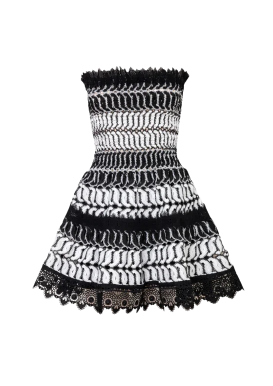 Las Dunas Mini Dress Black/White