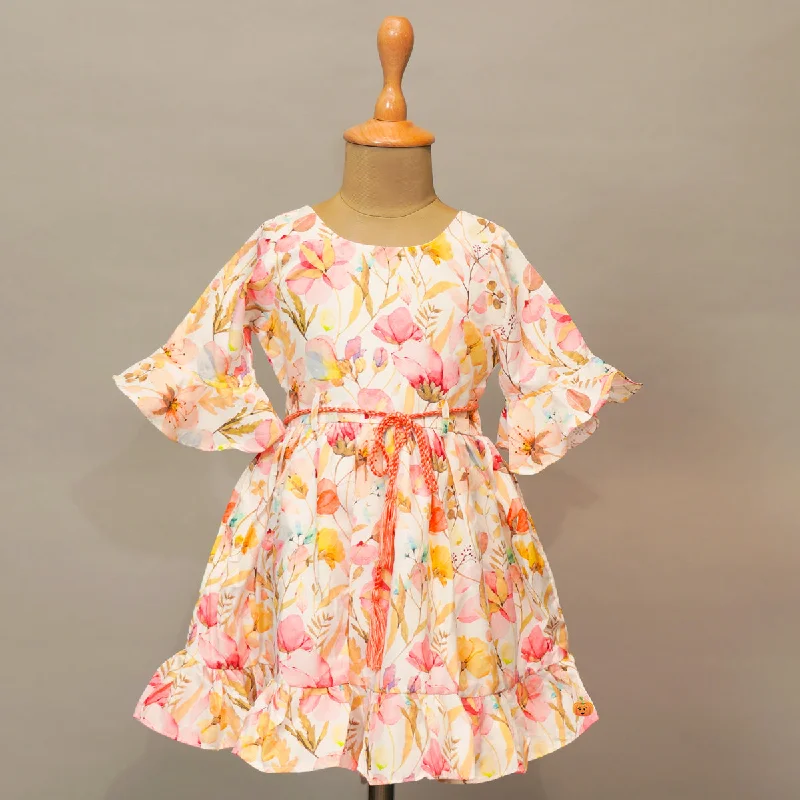 Floral Pink Printed Frock for Girls