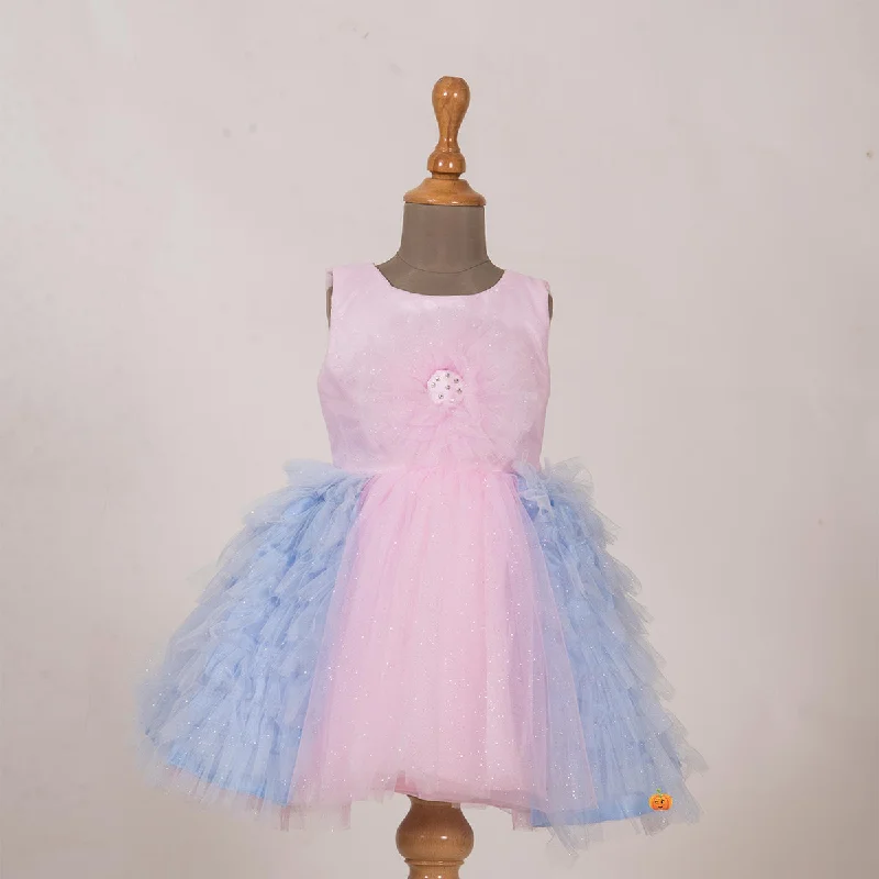 Pink & Light Blue Girls Frock