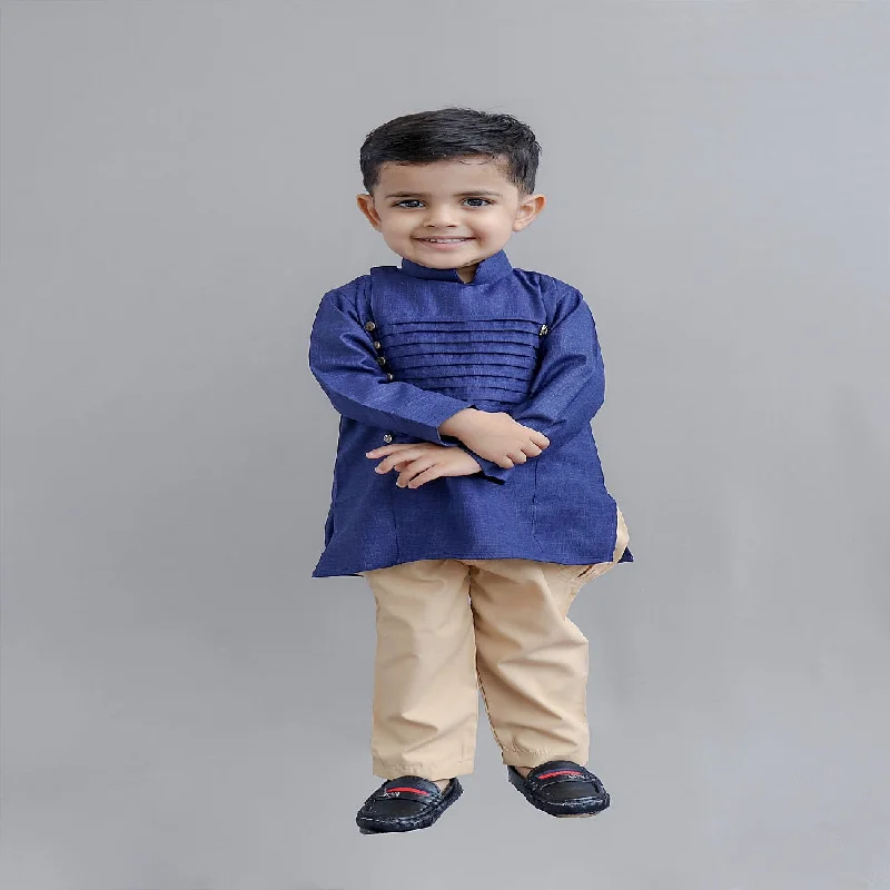 Blue & Red Boys Kurta Pajama