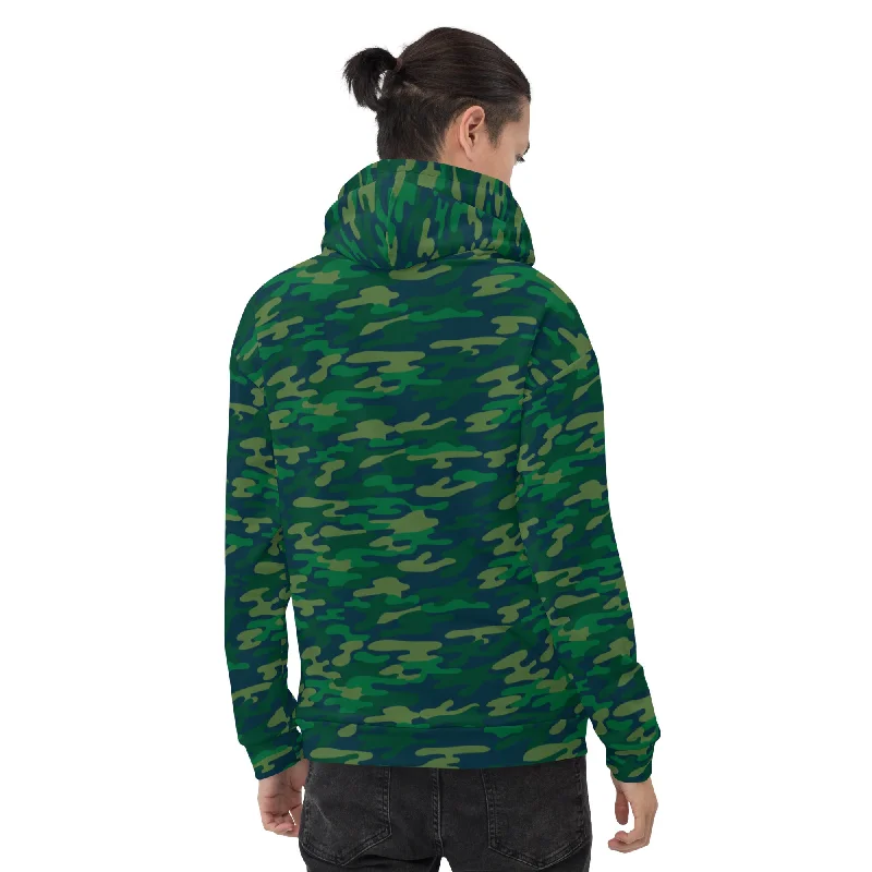 Green Camouflaged Print Unisex Hoodie, Camouflaged Army Military Print Best Men's or Women's Hoodies - Made in USA/EU/MX