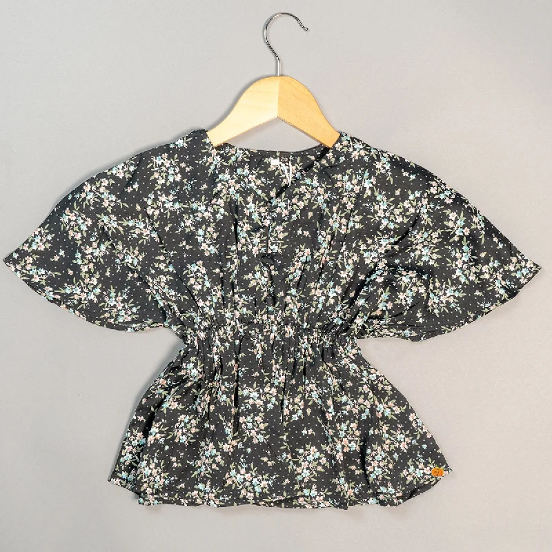 Top for Kids with Leaf Print Design