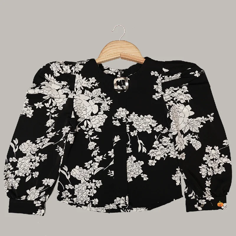 Full Sleeves Floral Printed Top for Girls