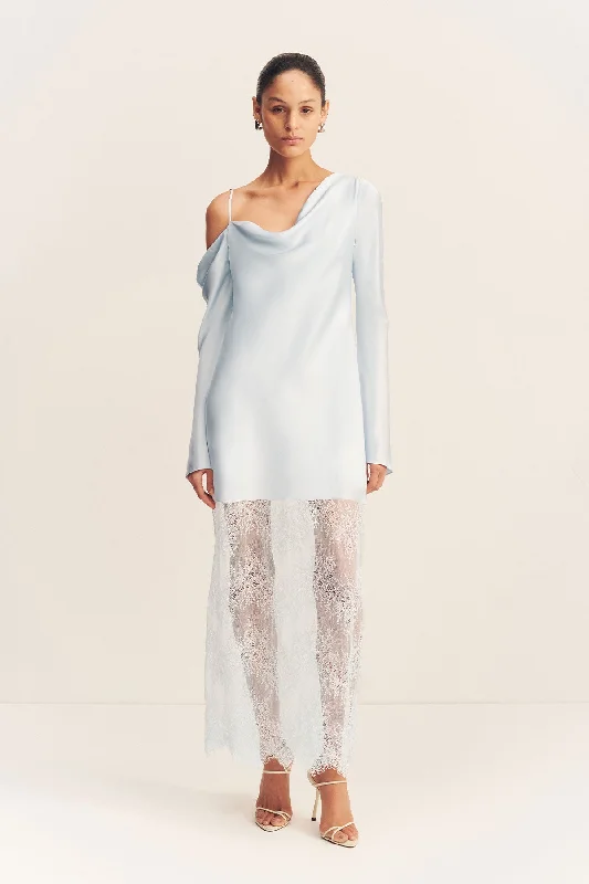 LABYRINTH LACE LONG SLEEVE MAXI DRESS - PALE BLUE