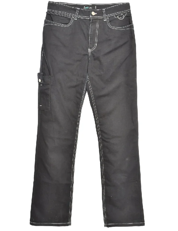 Zip Front Black Straight Fit Jeans - W30 L34