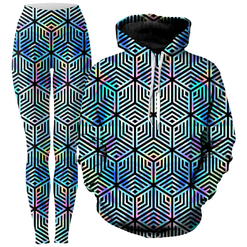 Holographic Hexagon Hoodie and Leggings Combo