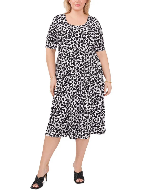 Plus Womens Printed Midi Shift Dress