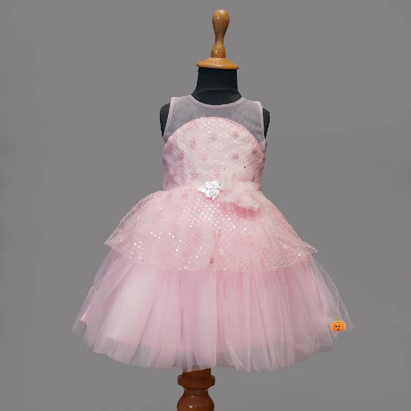 Girls Party Wear Frock in Pink Color