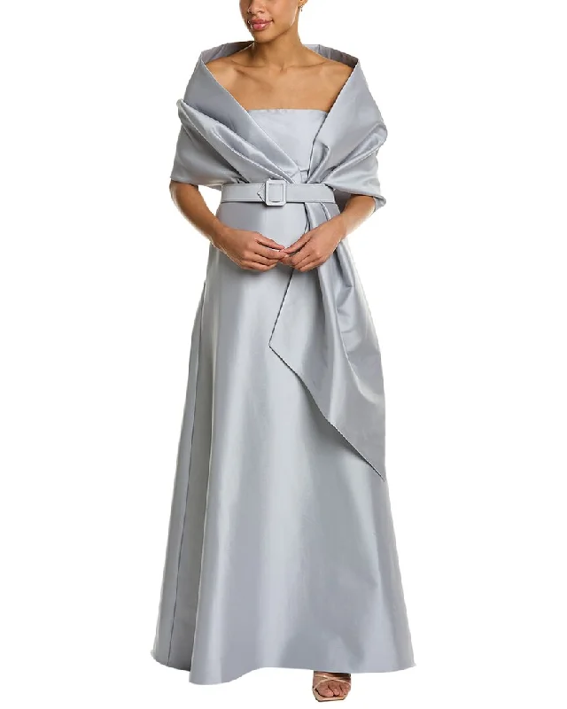 Badgley Mischka Wrap Mikado Gown