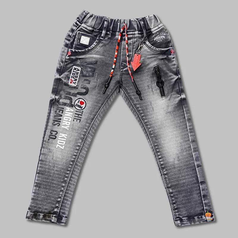 Drawstring Elastic Waist Jeans for Boys