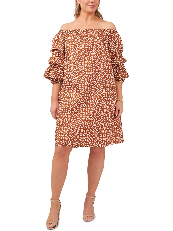 Plus Womens Printed Knee Shift Dress