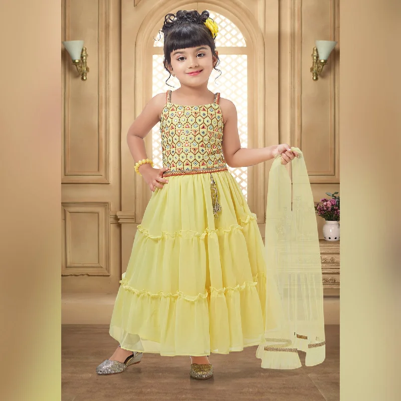 Party Wear Lemon Girls Lehenga Choli