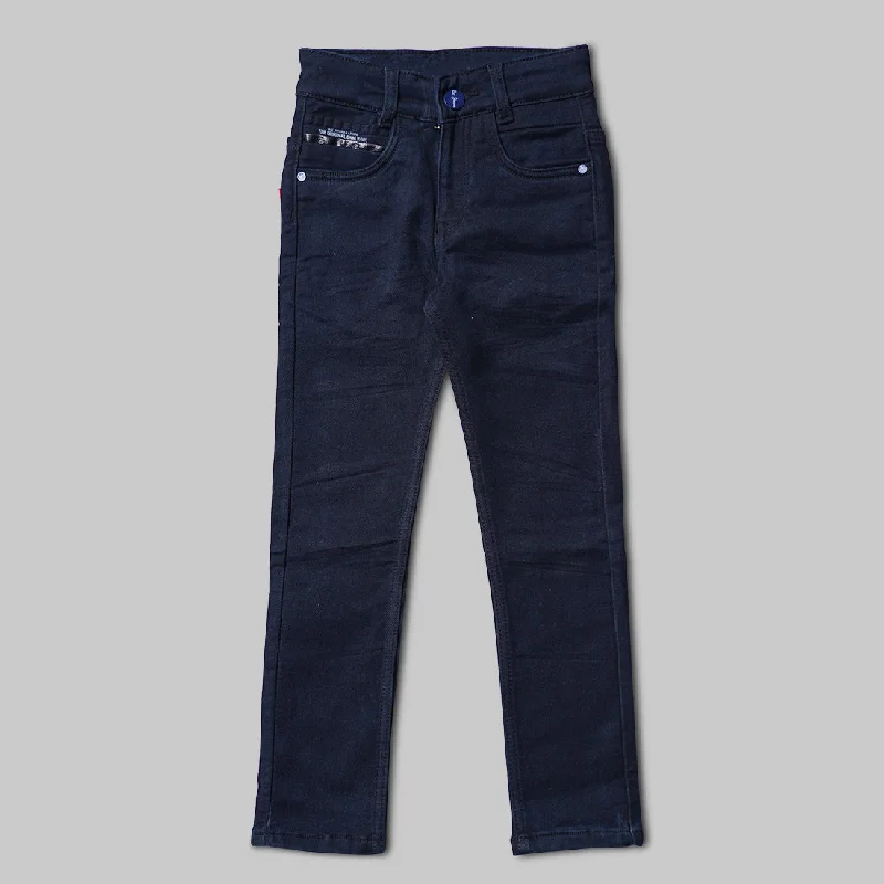 Navy Blue Solid Jeans Pant