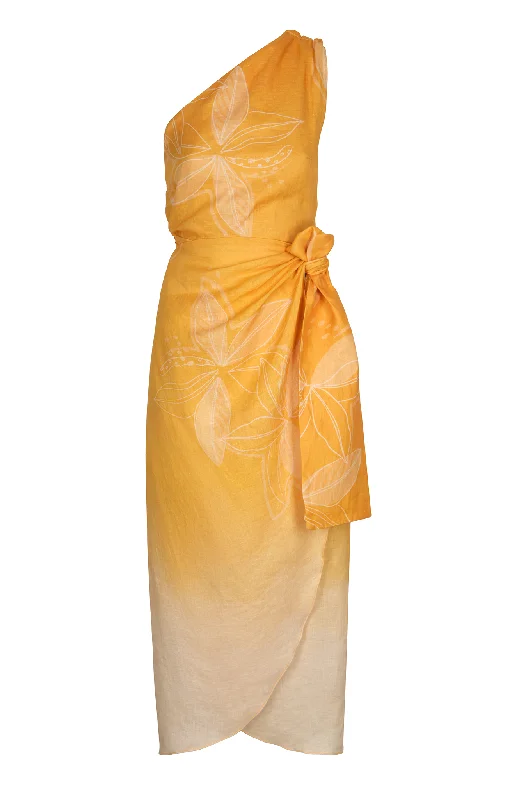 Eva Linen Midi Dress in Yellow