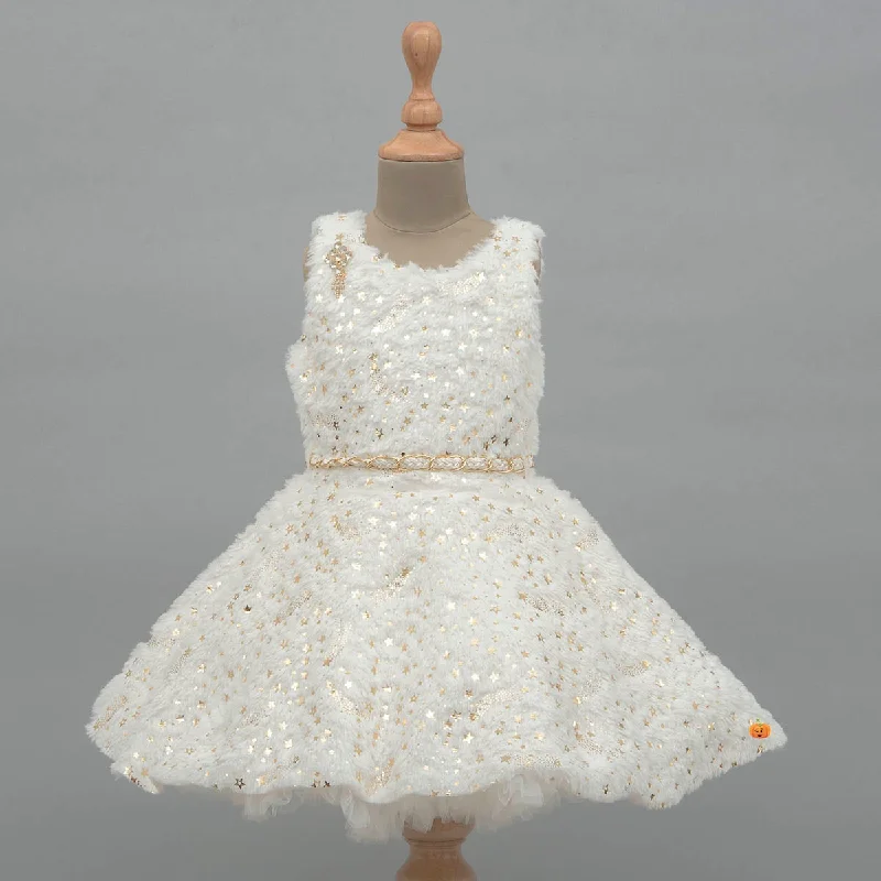 Cream Furry Girls Frock