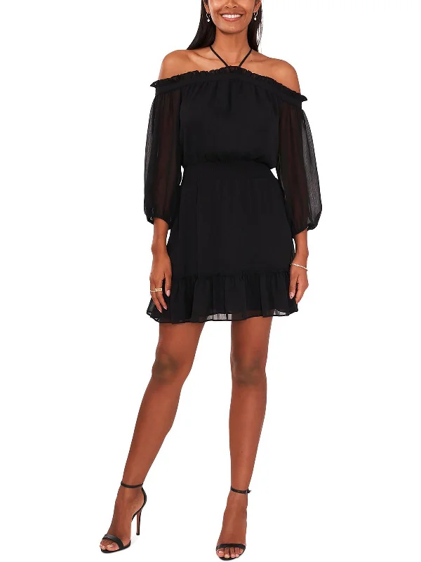 Womens Ruffled Mini Mini Dress