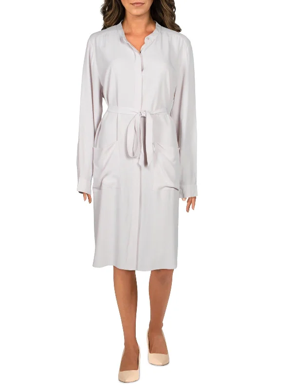 Womens Tencel Blend Mandarin Shirtdress