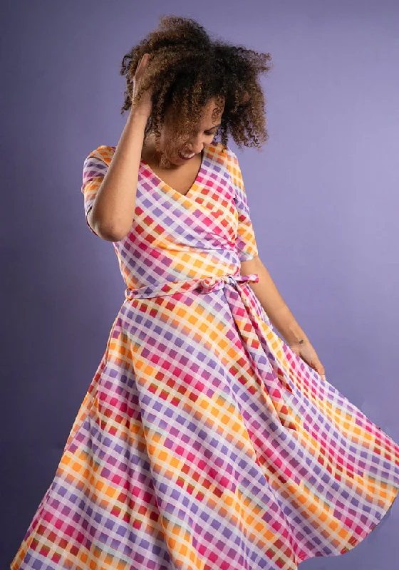 Moni Gradient Check Print Swing Dress