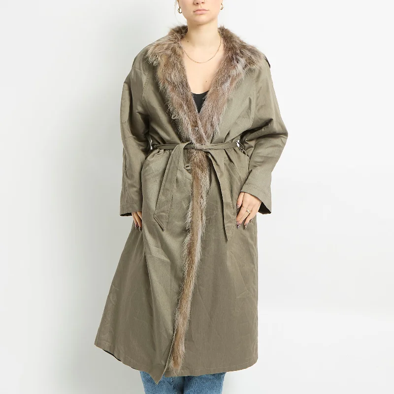 Fur Lined Trench Coat - UK 12