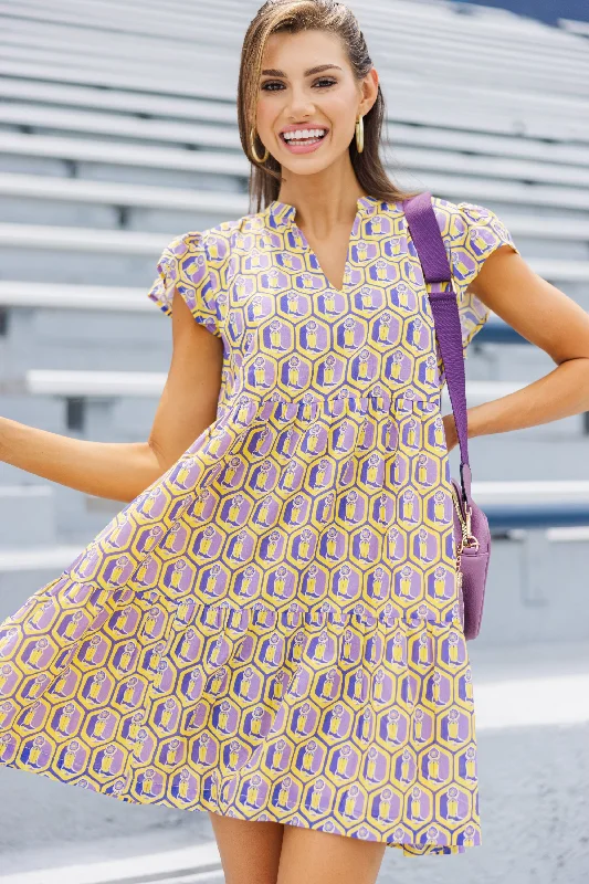 Briton Court: Walk On Yellow Boot Print Dress