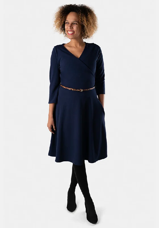 Kaira Navy Wrap Dress