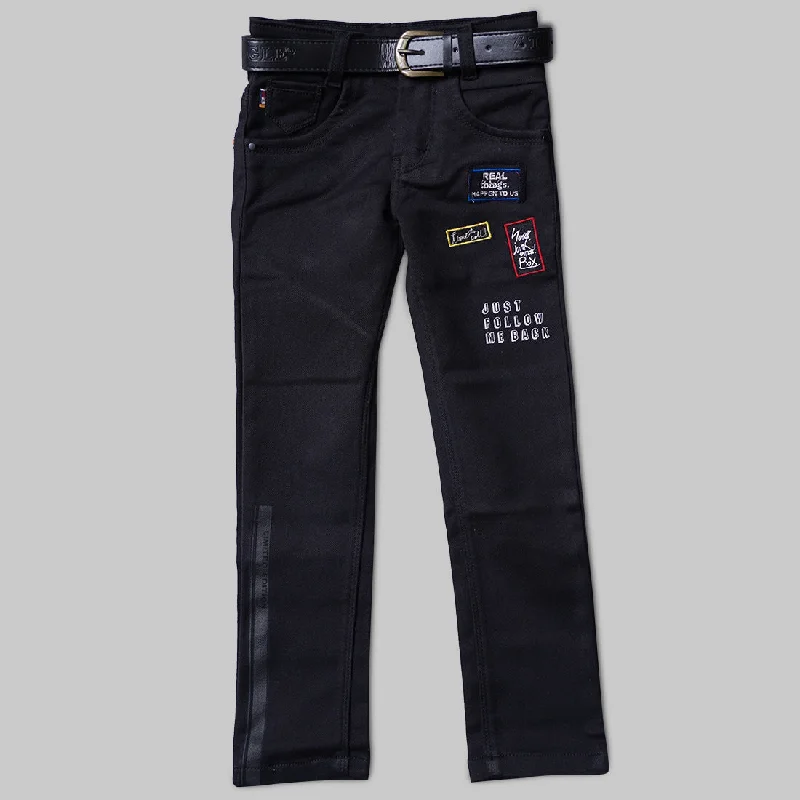 Black Jeans for Boys with Calligraphy