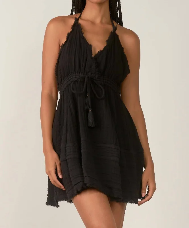 Summer Breeze Gauze Dress in Black