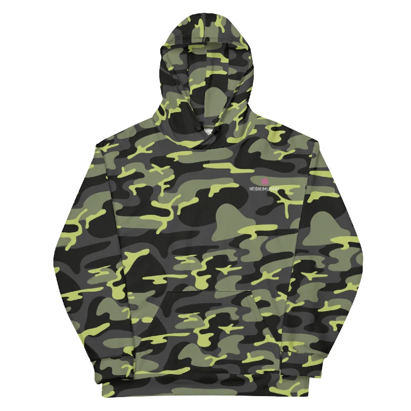 Matcha Green Camo Unisex Hoodie, Camouflaged Army Military Print Best Men's or Women's Hoodies - Made in USA/EU/MX