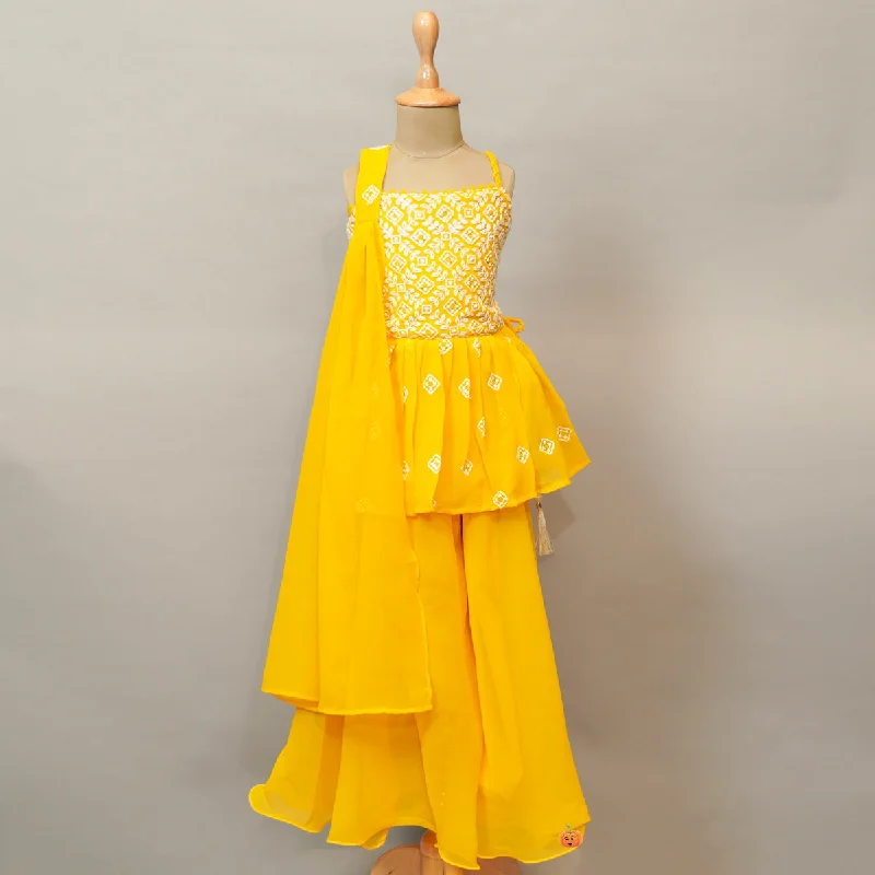 Yellow Girls Palazzo Suit