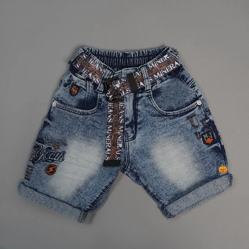 Shaded Denim Shorts For Boys