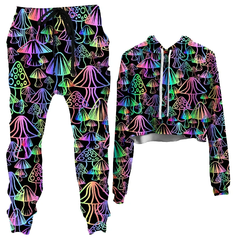 Magic Mushrooms Crop Hoodie and Joggers Combo