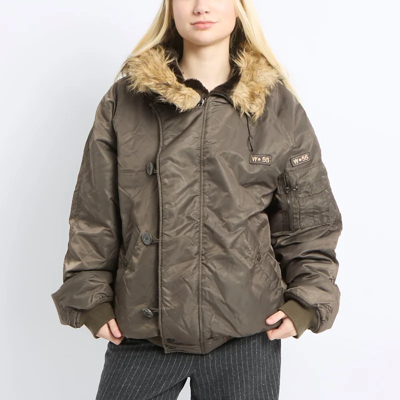 W55 Fur Trim Padded Jacket - UK 16