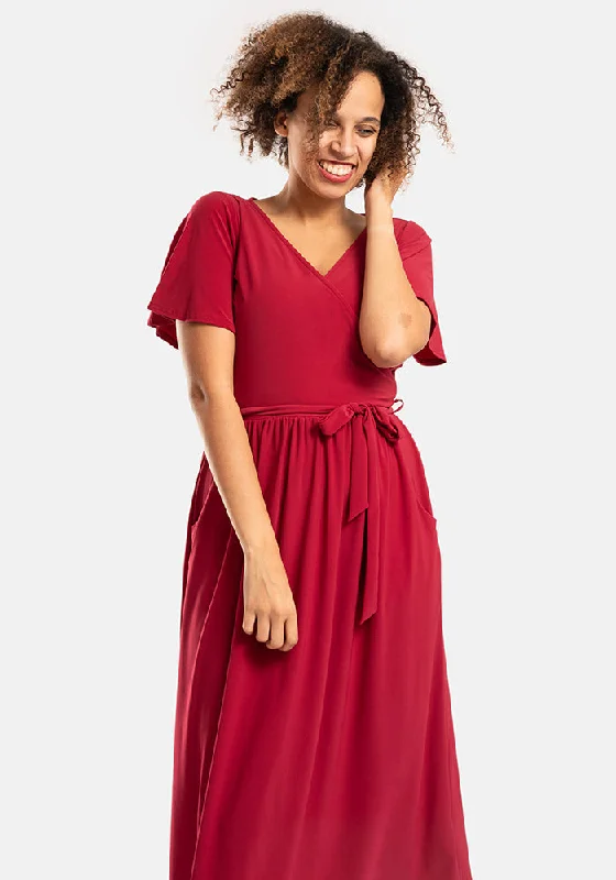 Ramsey Plain Magenta Midi Dress